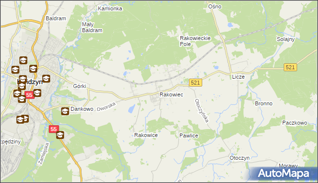 mapa Rakowiec gmina Kwidzyn, Rakowiec gmina Kwidzyn na mapie Targeo
