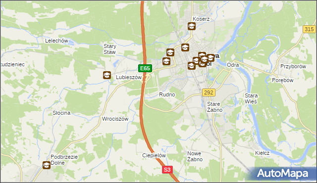mapa Rudno gmina Nowa Sól, Rudno gmina Nowa Sól na mapie Targeo