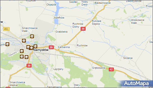 mapa Rychnów gmina Namysłów, Rychnów gmina Namysłów na mapie Targeo