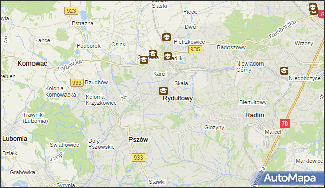 mapa Rydułtowy, Rydułtowy na mapie Targeo