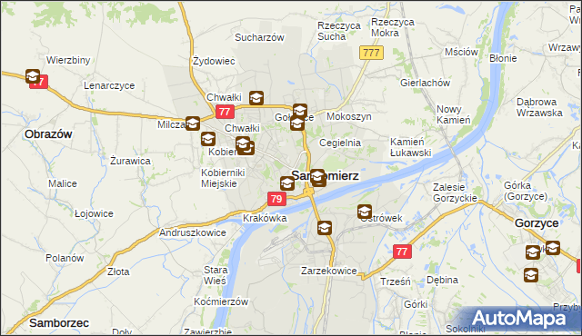 mapa Sandomierza, Sandomierz na mapie Targeo
