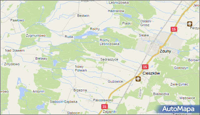 mapa Sędraszyce, Sędraszyce na mapie Targeo