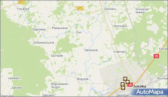 mapa Sierbowce, Sierbowce na mapie Targeo