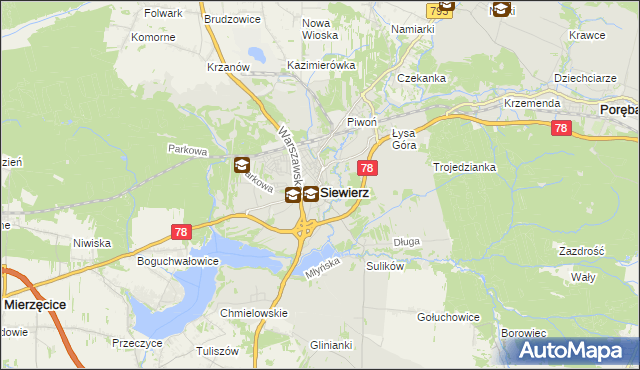 mapa Siewierz, Siewierz na mapie Targeo