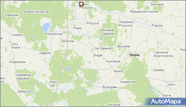 mapa Skąpe gmina Słupia Konecka, Skąpe gmina Słupia Konecka na mapie Targeo