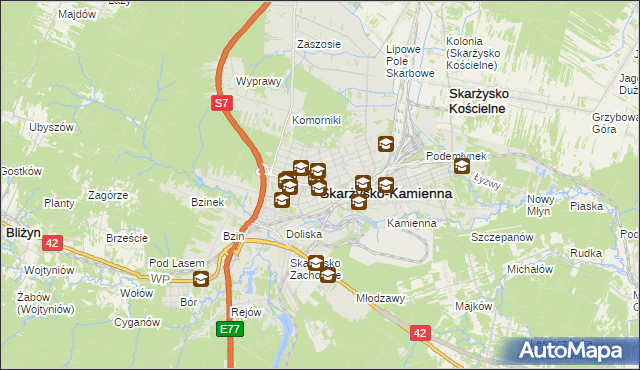 mapa Skarżysko-Kamienna, Skarżysko-Kamienna na mapie Targeo