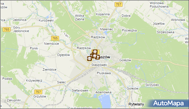 mapa Staszów, Staszów na mapie Targeo