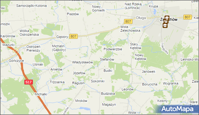 mapa Stefanów gmina Żelechów, Stefanów gmina Żelechów na mapie Targeo