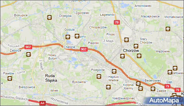 mapa Świętochłowice, Świętochłowice na mapie Targeo