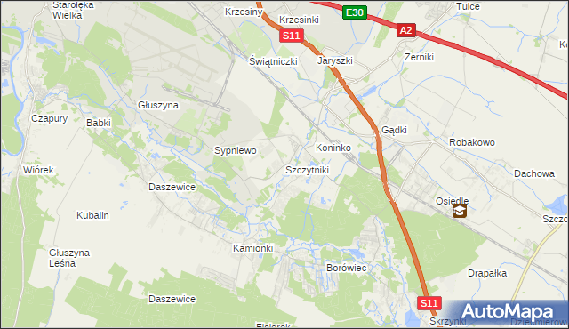 mapa Szczytniki gmina Kórnik, Szczytniki gmina Kórnik na mapie Targeo