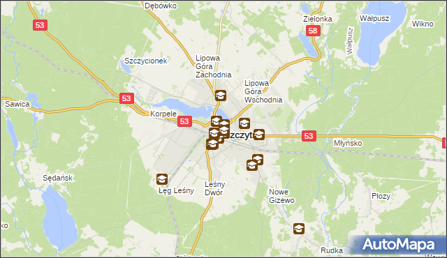 mapa Szczytno, Szczytno na mapie Targeo