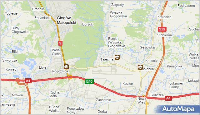 mapa Tajęcina, Tajęcina na mapie Targeo