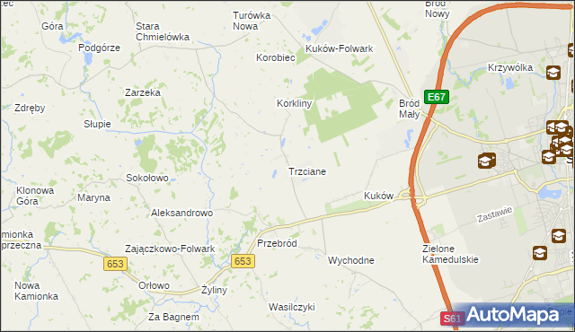 mapa Trzciane, Trzciane na mapie Targeo