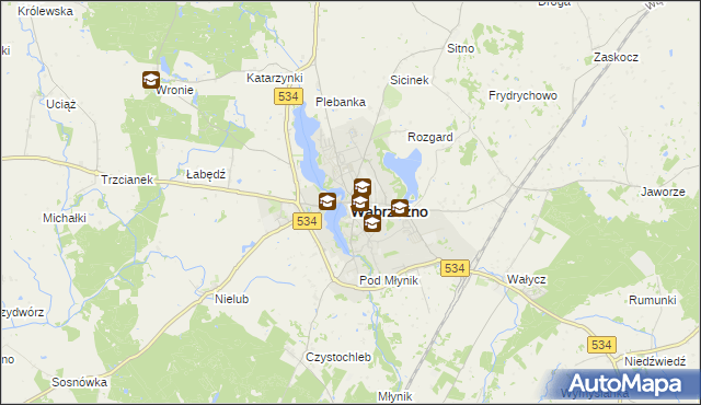 mapa Wąbrzeźno, Wąbrzeźno na mapie Targeo