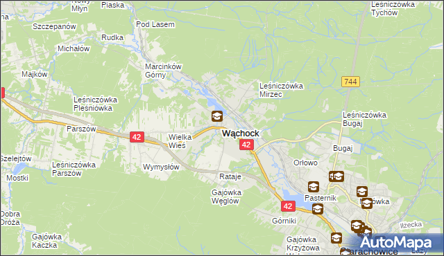 mapa Wąchock, Wąchock na mapie Targeo