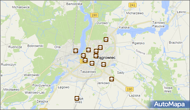 mapa Wągrowiec, Wągrowiec na mapie Targeo