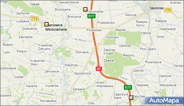 mapa Widoma gmina Iwanowice, Widoma gmina Iwanowice na mapie Targeo