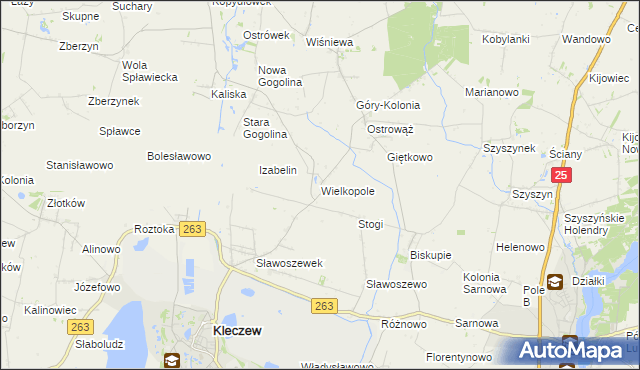 mapa Wielkopole gmina Kleczew, Wielkopole gmina Kleczew na mapie Targeo