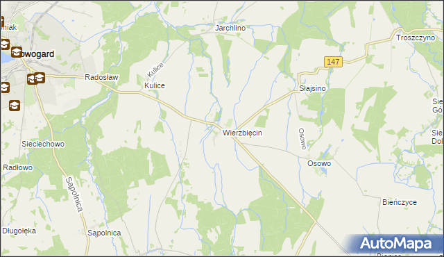 mapa Wierzbięcin gmina Nowogard, Wierzbięcin gmina Nowogard na mapie Targeo