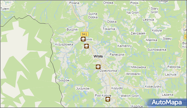 mapa Wisła, Wisła na mapie Targeo