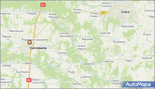 mapa Wólka Mlęcka, Wólka Mlęcka na mapie Targeo