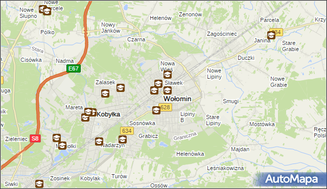 mapa Wołomin, Wołomin na mapie Targeo