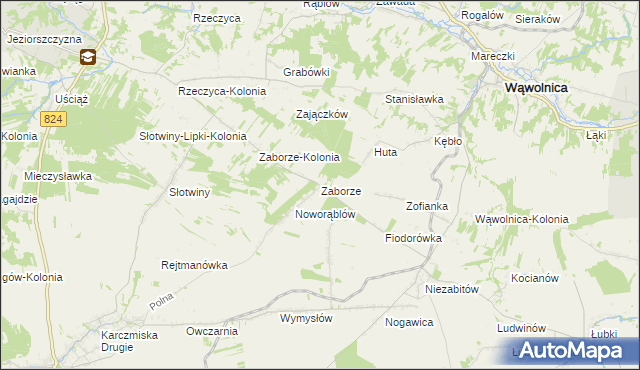 mapa Zaborze gmina Karczmiska, Zaborze gmina Karczmiska na mapie Targeo