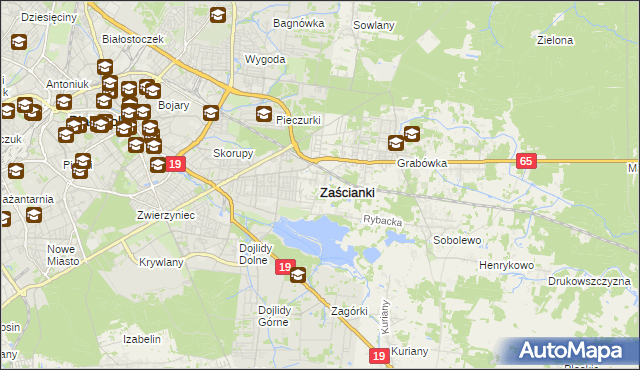mapa Zaścianki gmina Supraśl, Zaścianki gmina Supraśl na mapie Targeo