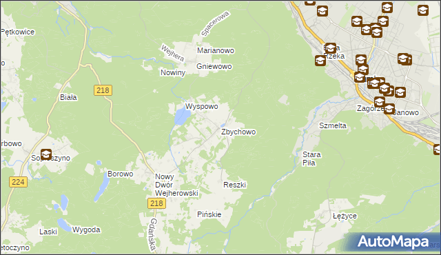 mapa Zbychowo, Zbychowo na mapie Targeo