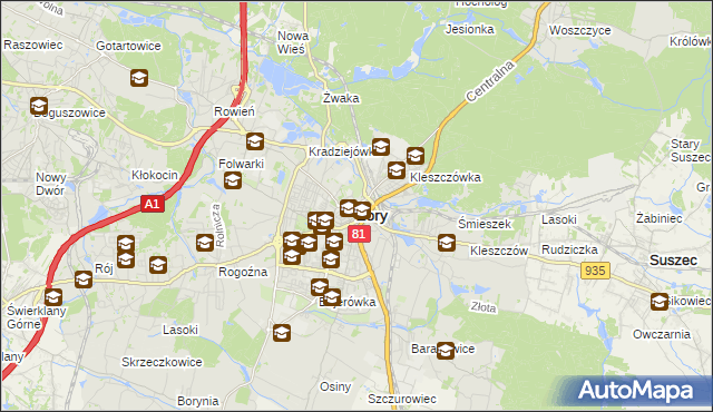 mapa Żor, Żory na mapie Targeo