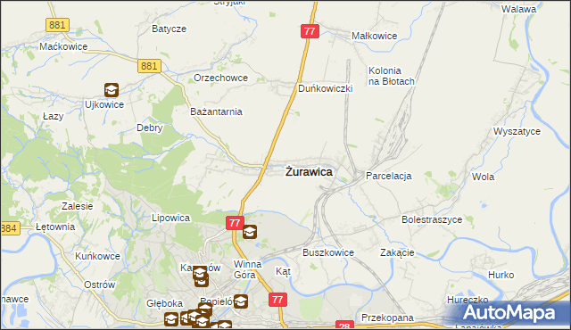 mapa Żurawica powiat przemyski, Żurawica powiat przemyski na mapie Targeo