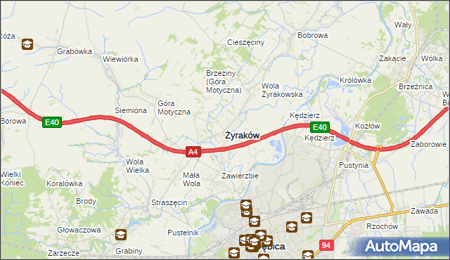 mapa Żyraków, Żyraków na mapie Targeo