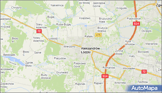 mapa Aleksandrów Łódzki, Aleksandrów Łódzki na mapie Targeo