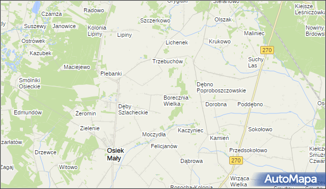 mapa Borecznia Wielka, Borecznia Wielka na mapie Targeo