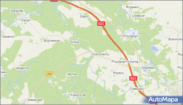 mapa Dobrociechy, Dobrociechy na mapie Targeo