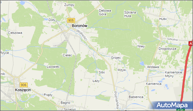 mapa Hucisko gmina Boronów, Hucisko gmina Boronów na mapie Targeo