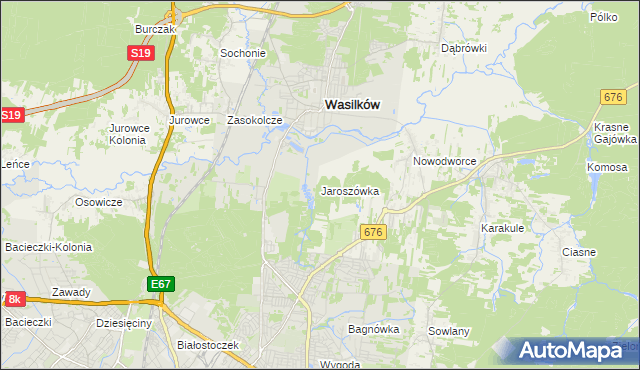 mapa Jaroszówka gmina Wasilków, Jaroszówka gmina Wasilków na mapie Targeo