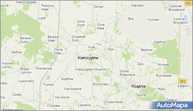 mapa Kiełczygłów-Kolonia, Kiełczygłów-Kolonia na mapie Targeo