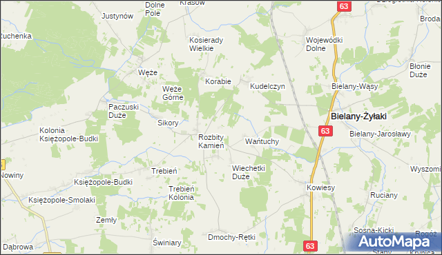 mapa Urbanki gmina Bielany, Urbanki gmina Bielany na mapie Targeo