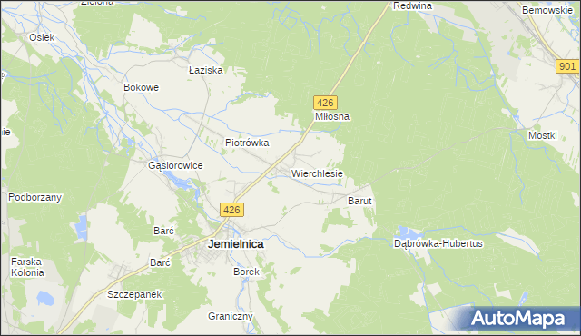 mapa Wierchlesie, Wierchlesie na mapie Targeo