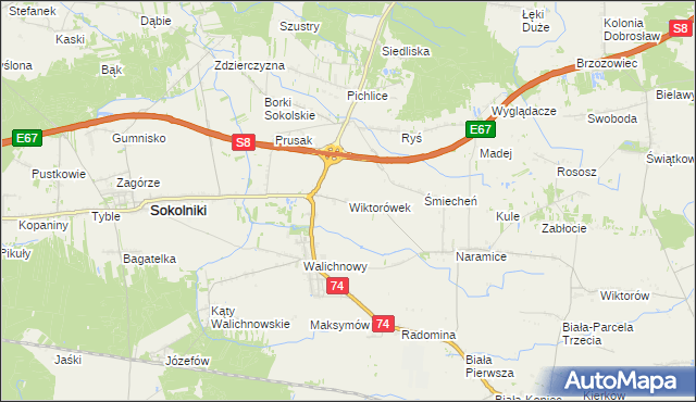 mapa Wiktorówek, Wiktorówek na mapie Targeo