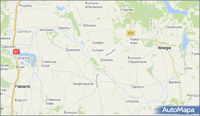 mapa Złowody, Złowody na mapie Targeo