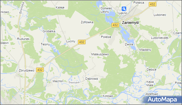 mapa Mateuszewo, Mateuszewo na mapie Targeo