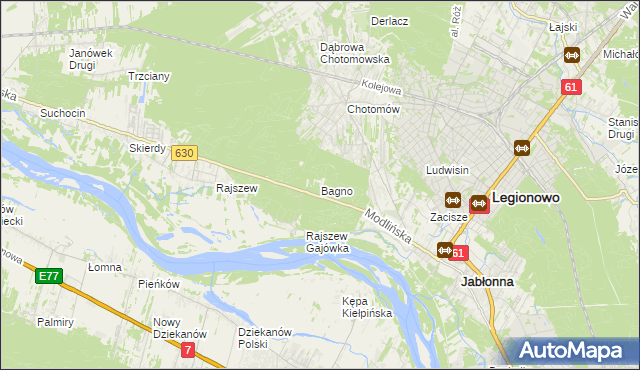 mapa Bagno gmina Jabłonna, Bagno gmina Jabłonna na mapie Targeo