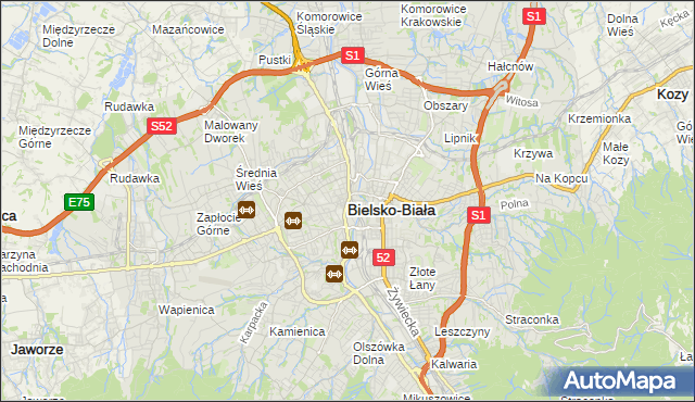 mapa Bielsko-Białej, Bielsko-Biała na mapie Targeo