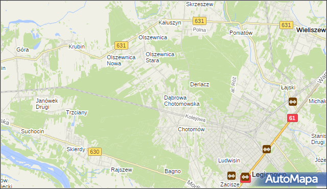 mapa Dąbrowa Chotomowska, Dąbrowa Chotomowska na mapie Targeo