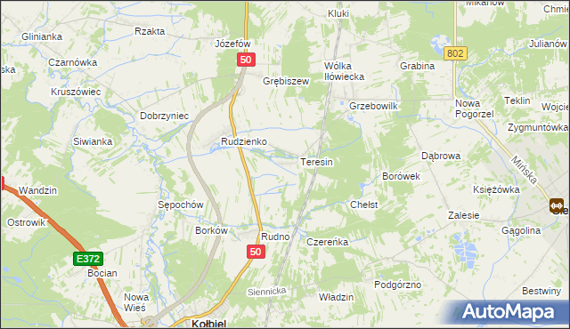 mapa Oleksin gmina Kołbiel, Oleksin gmina Kołbiel na mapie Targeo