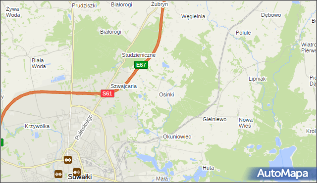 mapa Osinki gmina Suwałki, Osinki gmina Suwałki na mapie Targeo