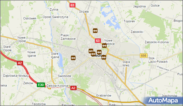 mapa Siedlce, Siedlce na mapie Targeo