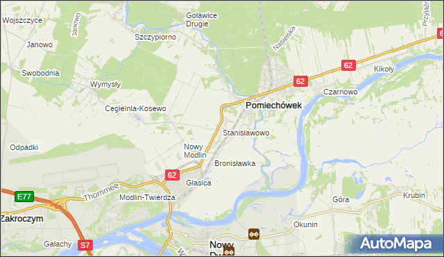 mapa Stanisławowo gmina Pomiechówek, Stanisławowo gmina Pomiechówek na mapie Targeo
